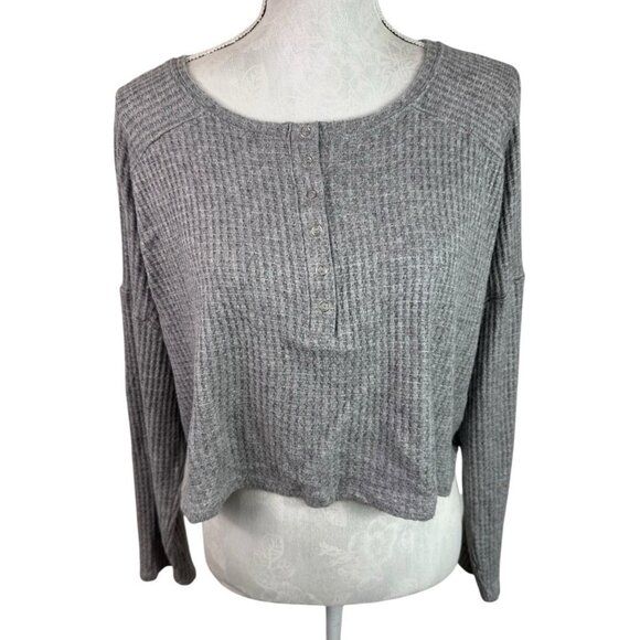 Garage Women's M Oversized Boxy Waffle Weave Cropped Knit Top - Picture 1 of 10